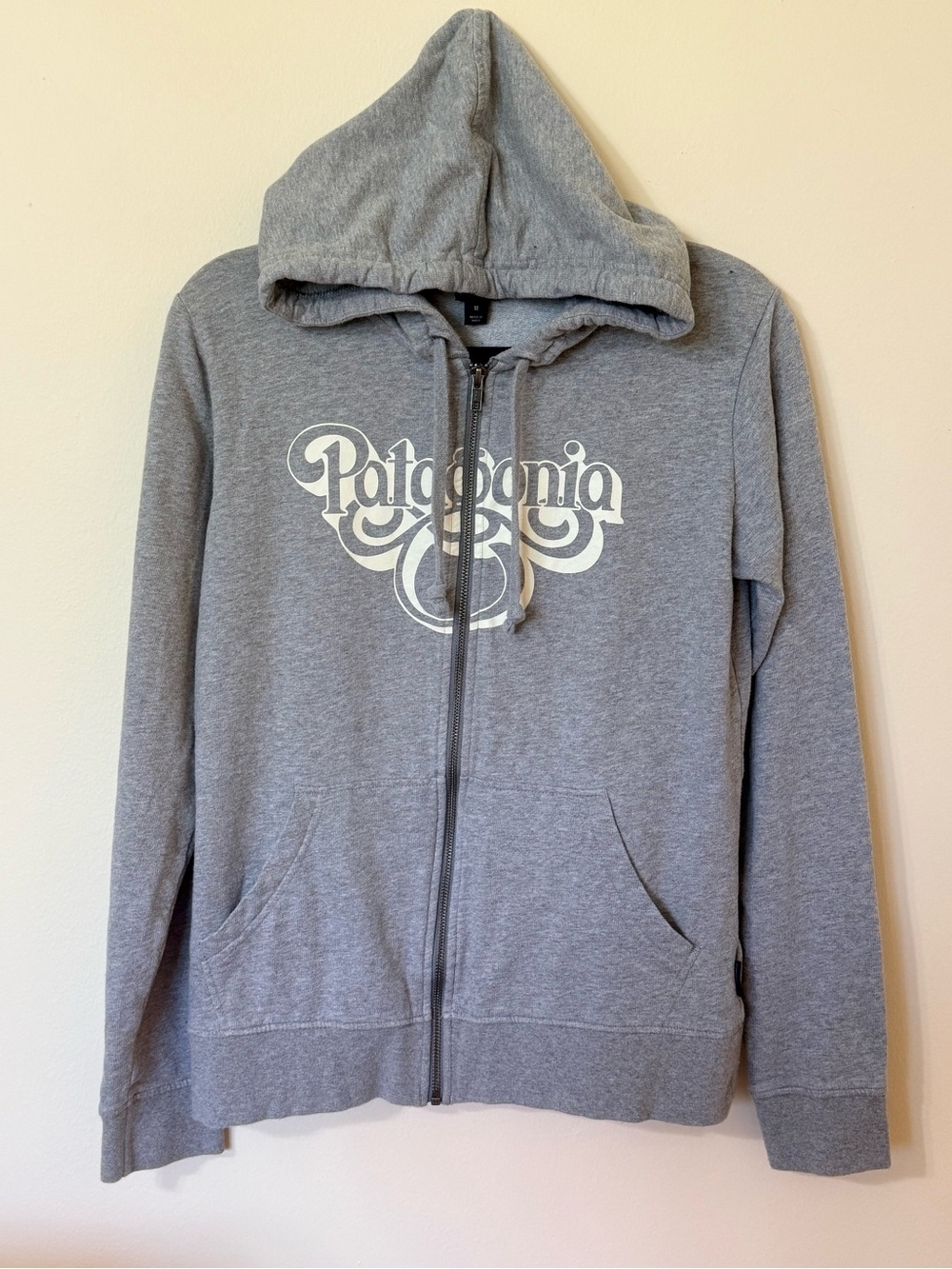 Patagonia Gray Zip-Up Hoodie with White Logo